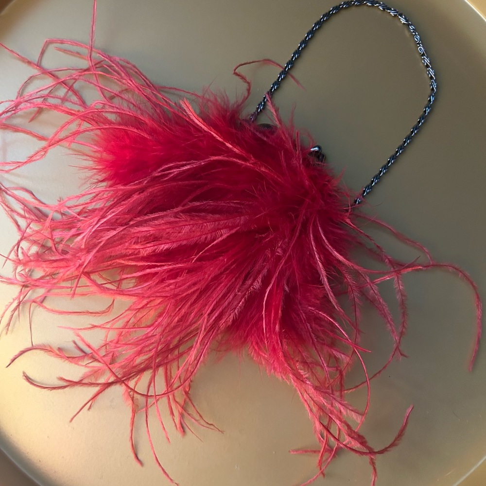 Chic Red Feathered Handbag